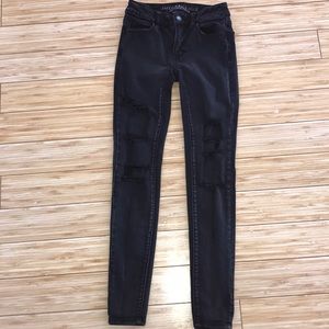 American Eagle size 00 black ripped jean